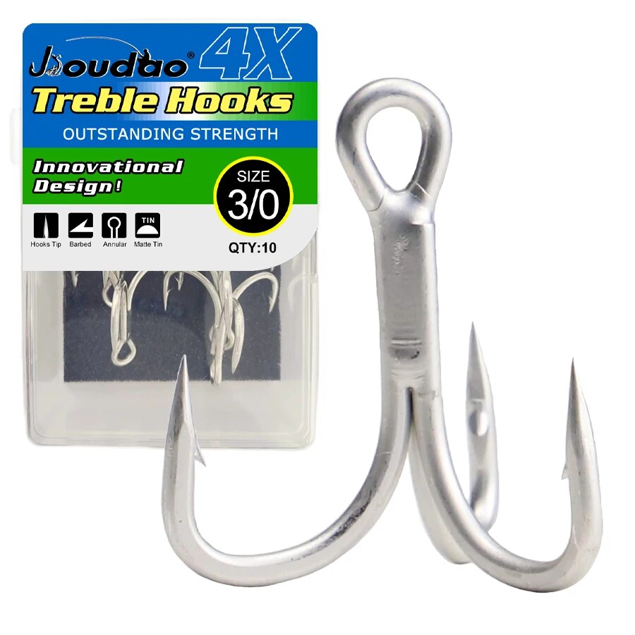 Fishing Hook Offset - Angel-Drillinge, Hartstahl, 4 x starke, scharfe