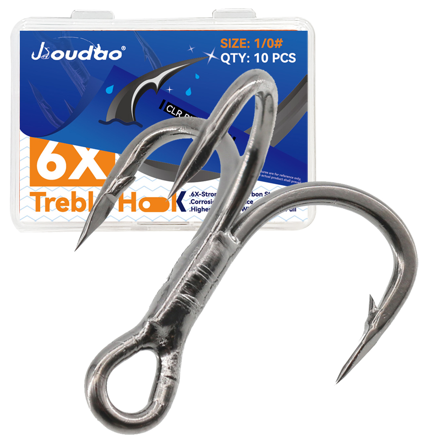 Fishing Hook Offset - 6X Angel-Drillinge, 10 Stück, dreifacher Angelhaken
