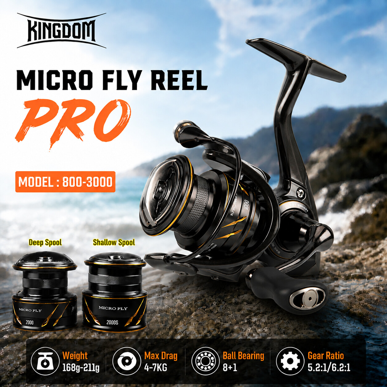 Kastking Reel Zephyr - Kingdom Micro Fly Pro Angelrolle, ultraleicht,