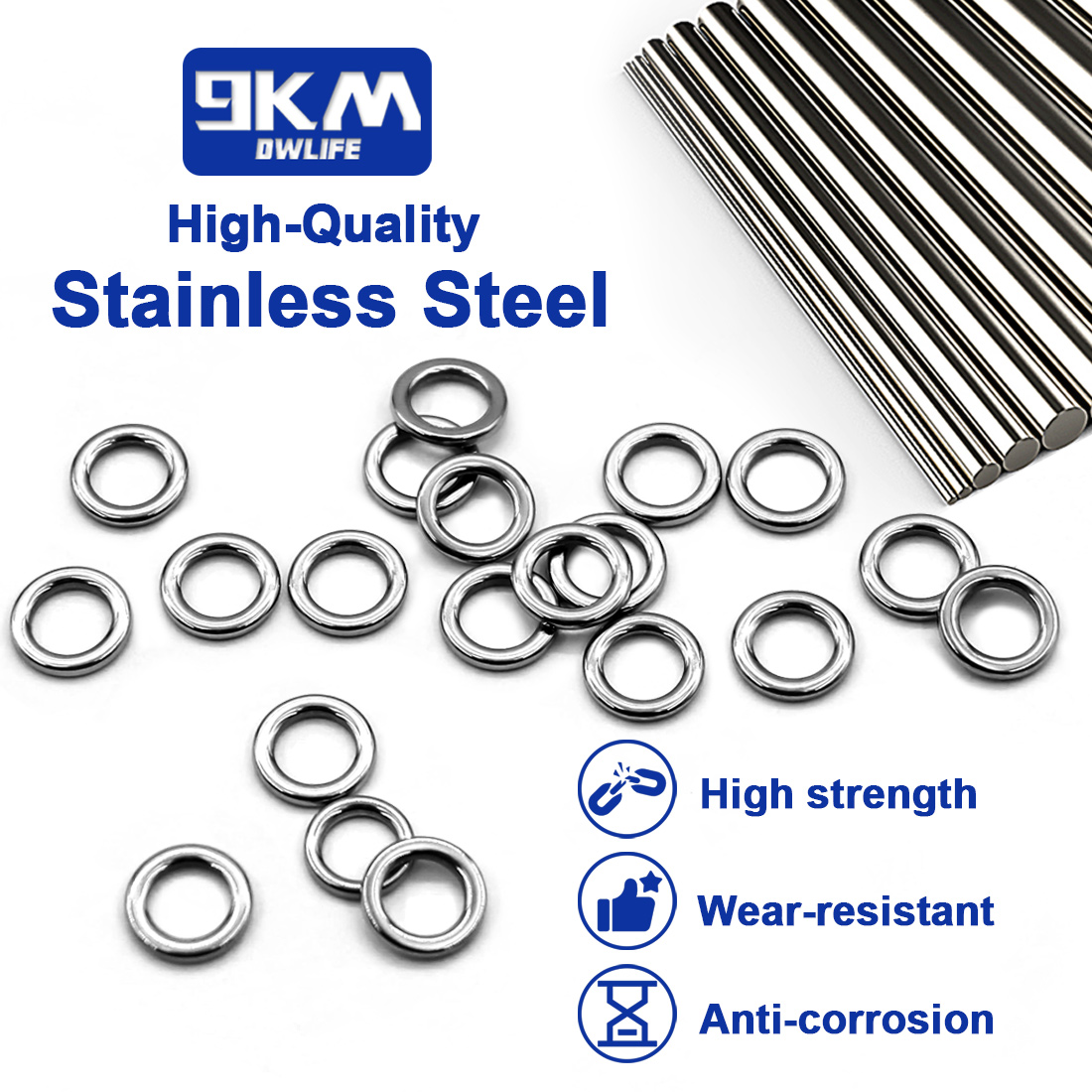 9KM Solide Angelringe 50 Stück – Fishing Hook Stainless Steel Bewertung und Preis